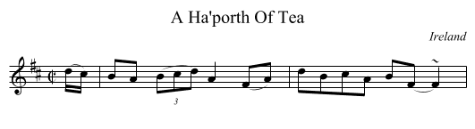 A Ha'porth Of Tea - staff notation
