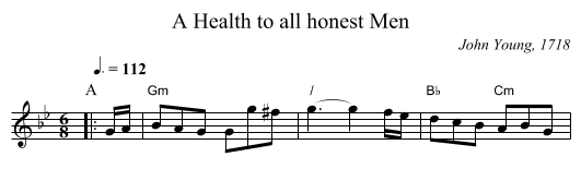A Health to all honest Men - staff notation