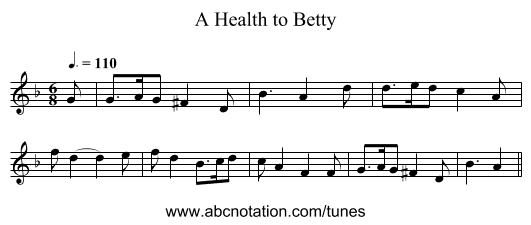 A Health to Betty - staff notation
