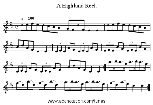 A Highland Reel. - staff notation