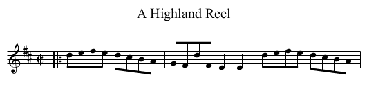 A Highland Reel - staff notation