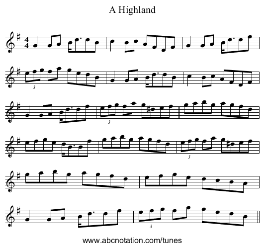 A Highland - staff notation