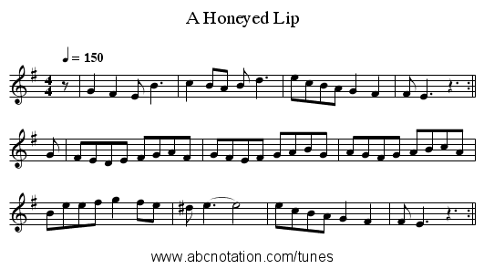 A Honeyed Lip - staff notation