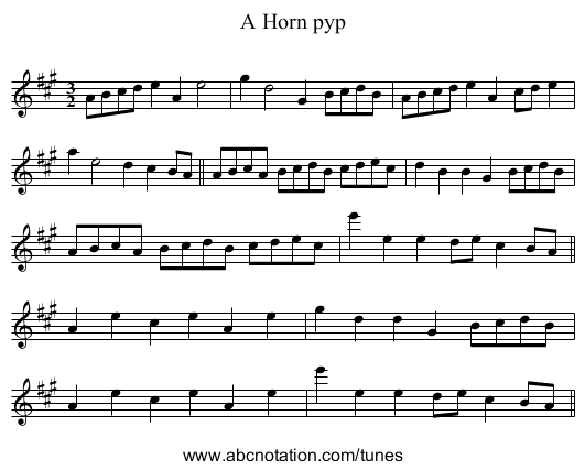 A Horn pyp - staff notation