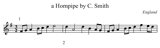 a Hornpipe by C. Smith - staff notation