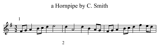 a Hornpipe by C. Smith - staff notation