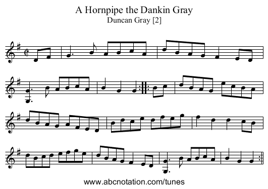 A Hornpipe the Dankin Gray - staff notation