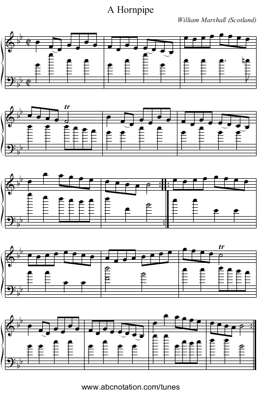 A Hornpipe - staff notation