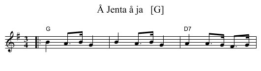 &Aring; Jenta &aring; ja   [G] - staff notation