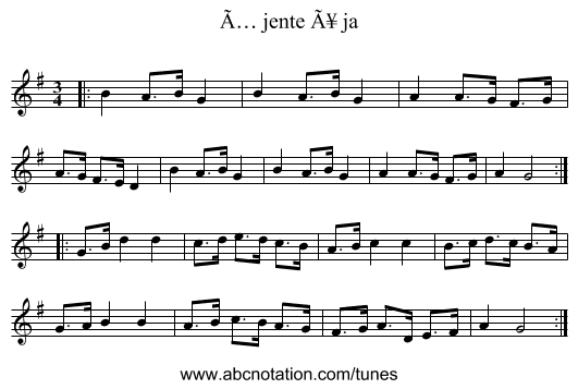 Ã… jente Ã¥ ja - staff notation