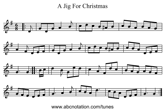 A Jig For Christmas - staff notation