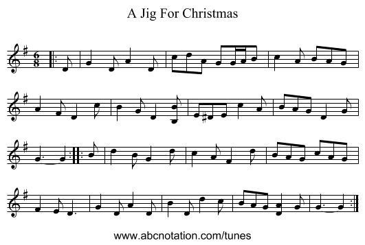 A Jig For Christmas - staff notation