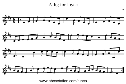 A Jig for Joyce - staff notation