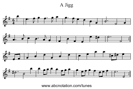 A Jigg - staff notation