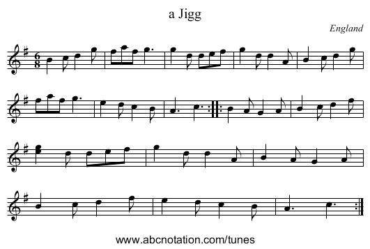 a Jigg - staff notation