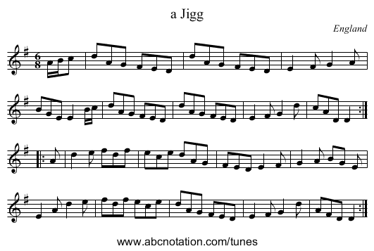 a Jigg - staff notation