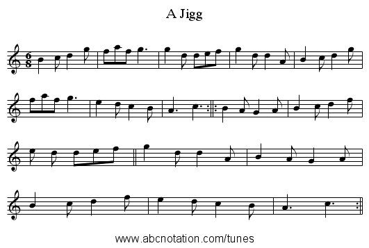 A Jigg - staff notation