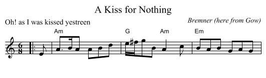 A Kiss for Nothing - staff notation