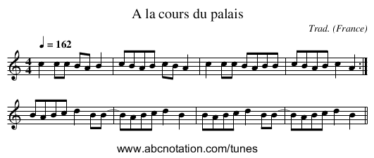 A la cours du palais - staff notation