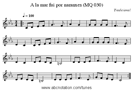A la mar fui por naranxes (MQ 030) - staff notation