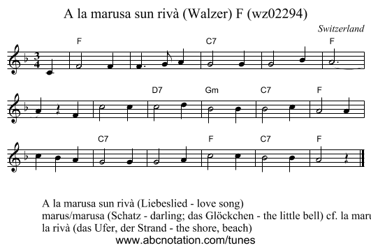 A la marusa sun rivà (Walzer) F (wz02294) - staff notation
