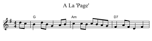 A La 'Page' - staff notation