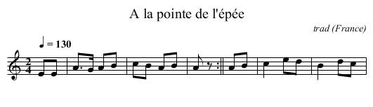A la pointe de l'épée - staff notation