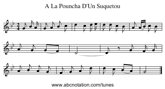 A La Pouncha D'Un Suquetou - staff notation