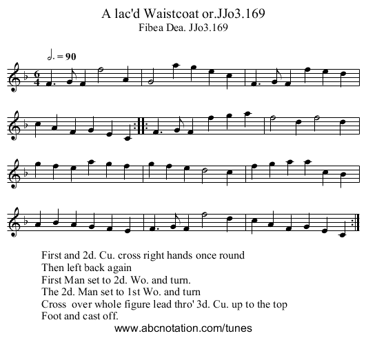 A lac'd Waistcoat or.JJo3.169 - staff notation