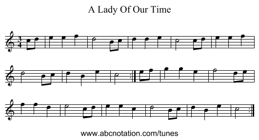 A Lady Of Our Time - staff notation