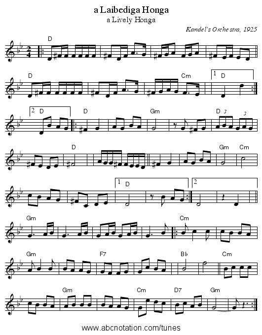 a Laibediga Honga - staff notation