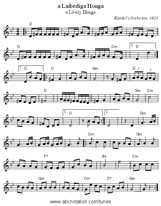 a Laibediga Honga - staff notation