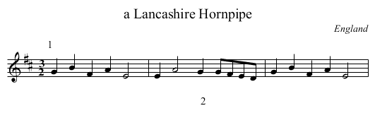 a Lancashire Hornpipe - staff notation
