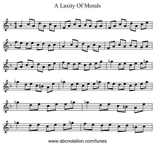 A Laxity Of Morals - staff notation