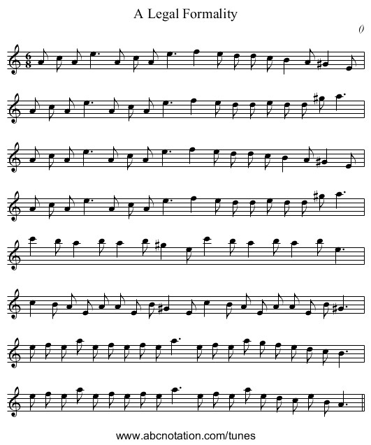 A Legal Formality - staff notation