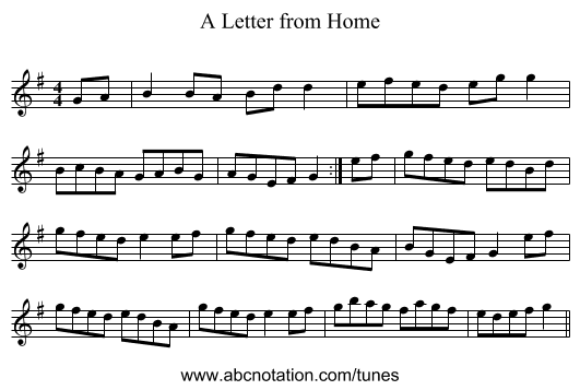 A Letter from Home - staff notation