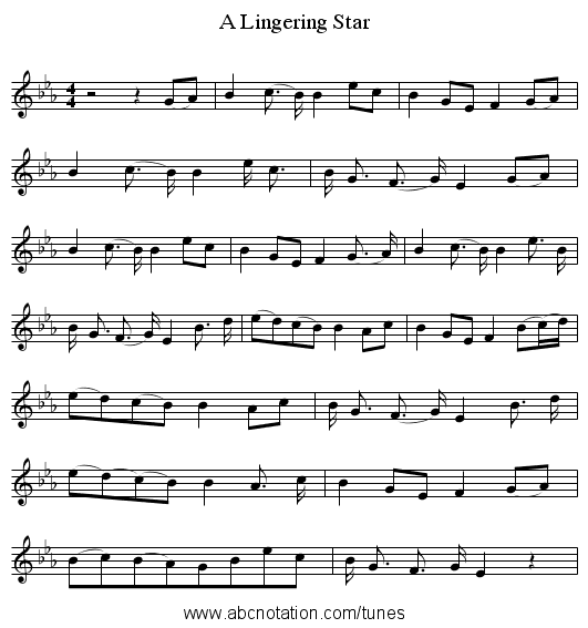 A Lingering Star - staff notation