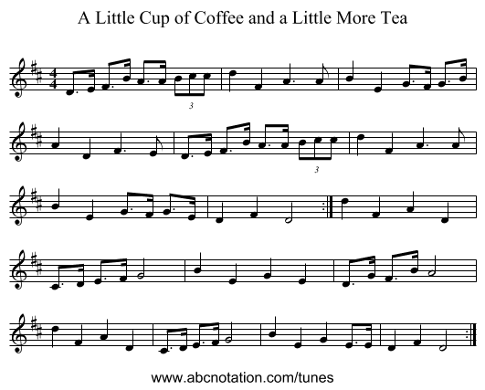A Little Cup of Coffee and a Little More Tea - staff notation