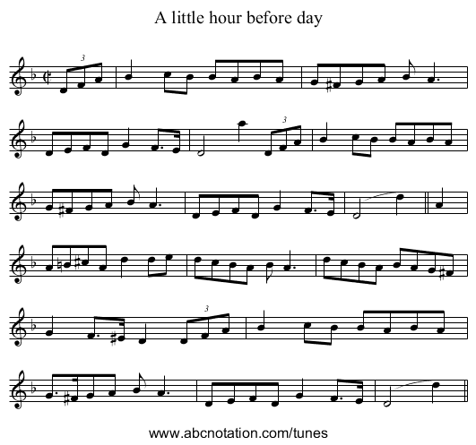 A little hour before day - staff notation