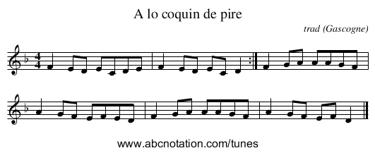 A lo coquin de pire - staff notation