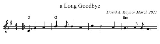 a Long Goodbye - staff notation