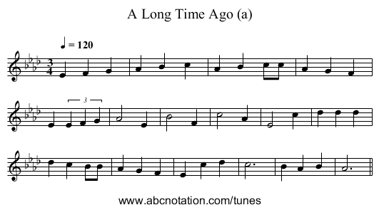 A Long Time Ago (a) - staff notation