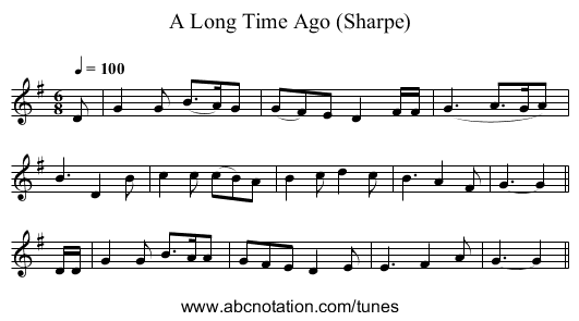 A Long Time Ago (Sharpe) - staff notation