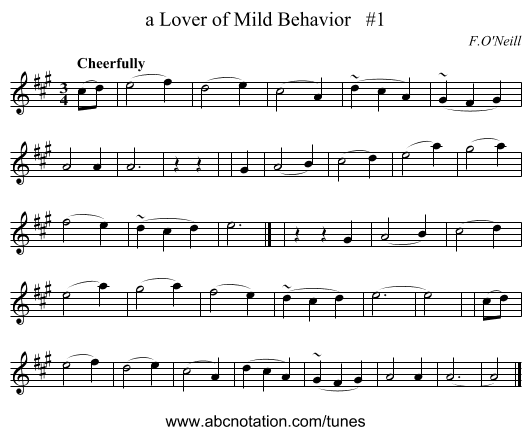 a Lover of Mild Behavior   #1 - staff notation
