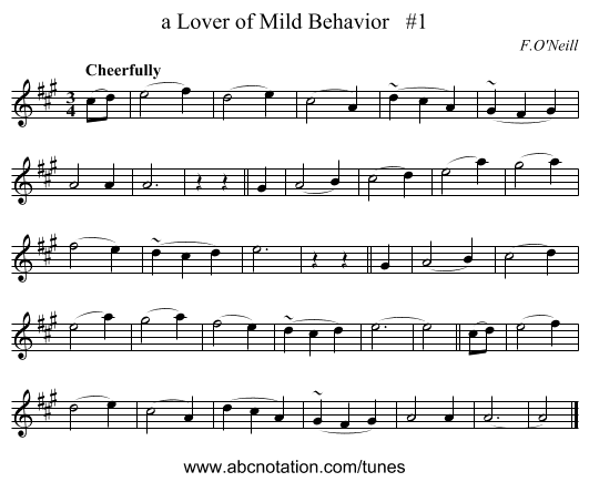 a Lover of Mild Behavior   #1 - staff notation