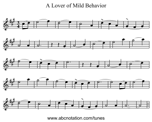 A Lover of Mild Behavior - staff notation