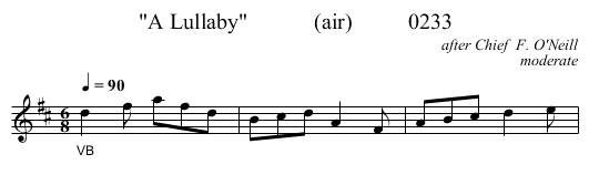 A Lullaby            (air)          0233 - staff notation