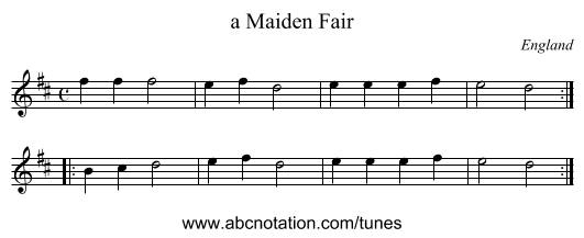a Maiden Fair - staff notation