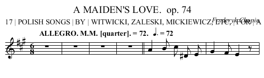 A MAIDEN'S LOVE.	 op. 74 - staff notation