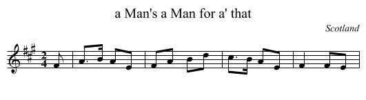 a Man's a Man for a' that - staff notation